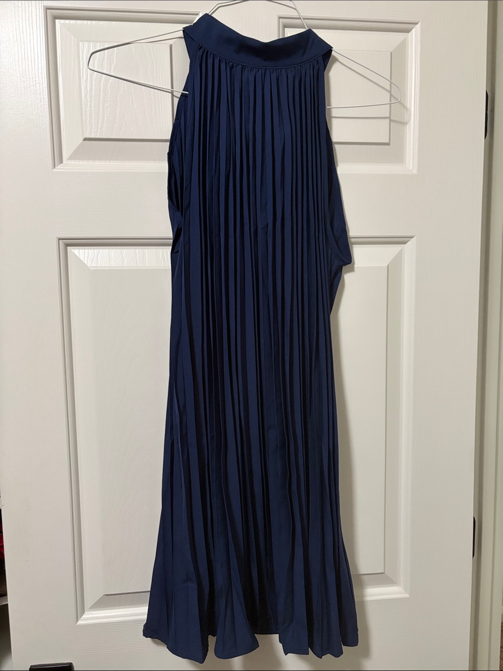 SHEIN Navy Pleated Halter Midi Dress